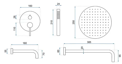 Душова система прихованого монтажу Rea Lungo + Box з виливом хром REA-P6612, Хром - фото 6