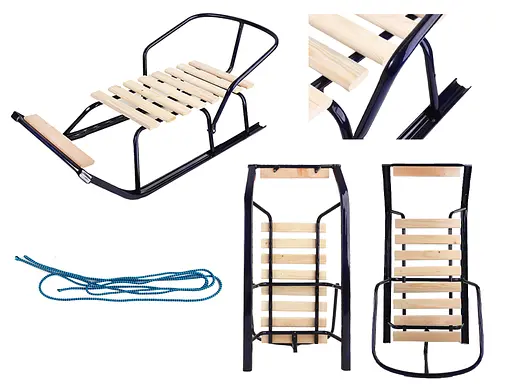 Санки детские с откидной спинкой и подставкой для ног, АРТ. 2 СИН