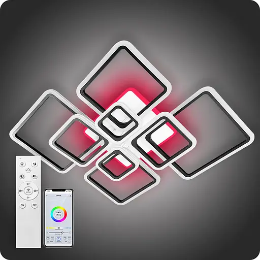 Люстра світлодіодна 517 Light 3color з пультом 224Вт Чорний (01555) - фото 2