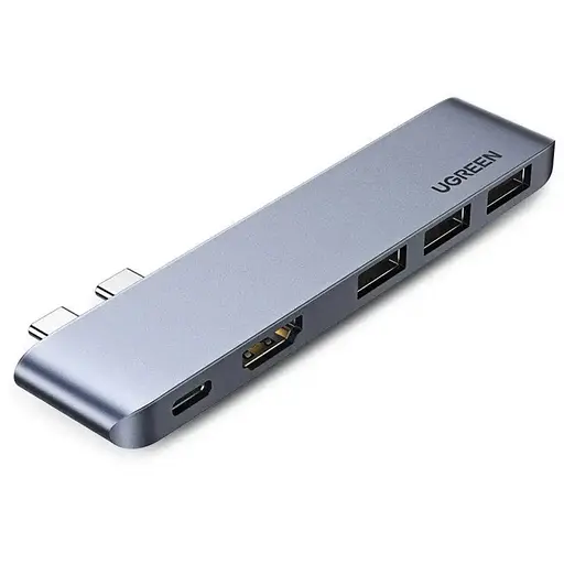 USB-хаб UGREEN CM251 Dual USB-C To HDMI+3*USB 3.0 A+Type C Female Converter