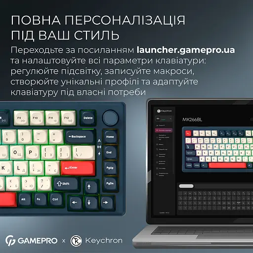 Клавиатура GamePro Asgard Yord Keychron Super Red Switch Wireless/Bluetooth/USB Blue беспроводная (MK266BL) - фото 20