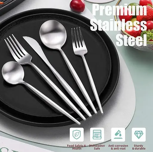 Набор столовых приборов серебристый из нержавеющей стали 18/10 на 5 предметов. - фото 4