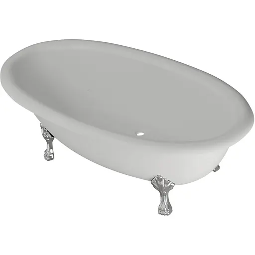 Ванна окремостояча матова Amdcon Olmpa 180x90 біла з литого каменю срібні ніжки OLMPA_180_nzhk-s_MAT Білий матовий - фото 1