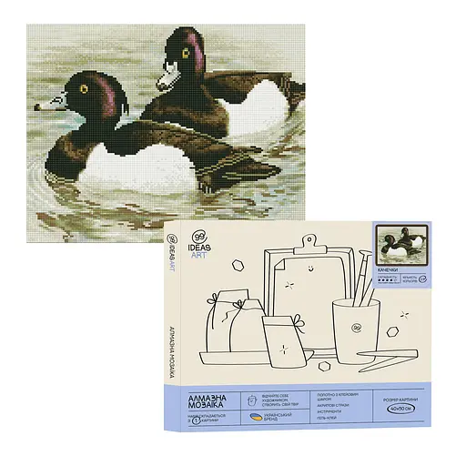 Набір з алмазною мозаїкою "Качечки", 40*50 см, IDEA2-CK5134