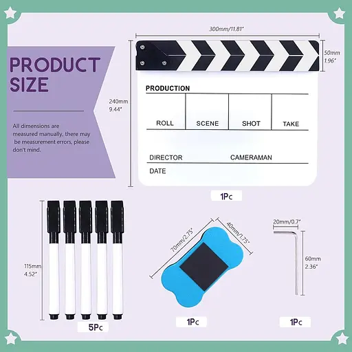 Набор Swpeet 8 шт. 10"x12" Акриловая доска Режиссеры и 8 шт. 10"x12" Черная акриловая Режиссеры Clapboard - фото 4