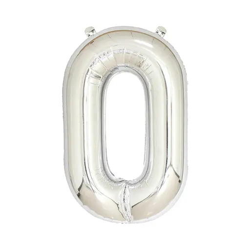 Шар воздушный фольгированный (102 см) Цифра 0 серебро