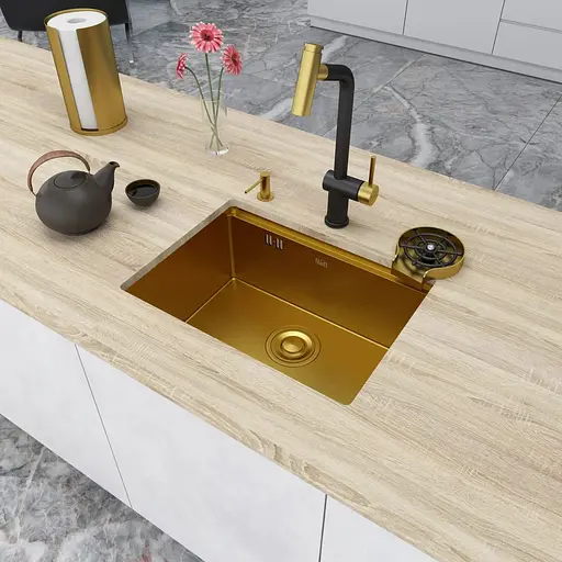 Золота мийка Nett NG-5742 під стільницю з нержавійки 1.5 мм кухонна станція - фото 5