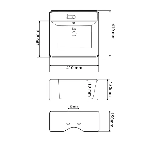 Умивальник VBI Teramo S white накладний підвісний VBI-014700, Білий - фото 2