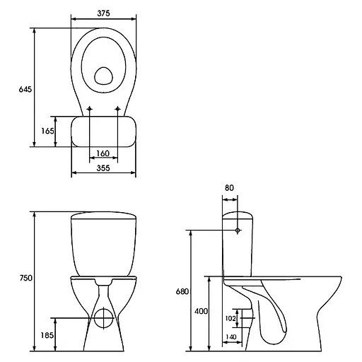 Унитаз-компакт 679 Cersanit President P010 3/6 с сиденьем полипропилен K100-416 - фото 3