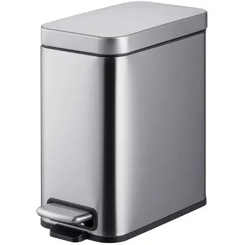 Мусорное ведро Mixxus Premium Quadro-TC0105 SS Color с плавным закрытием прямоугольное 5 л нержавейка (MI7062)  - фото 1