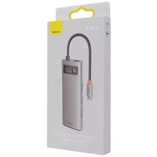 USB-Хаб Baseus Metal Gleam Series 4-in-1 (4xUSB3.0) gray (WKWG070013) - фото 7