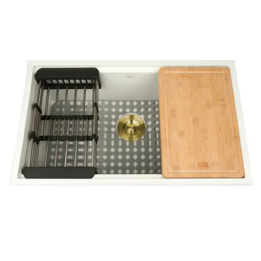 Кухонна мийка під стільницю біла Nett NW-7042, Білий - фото 3