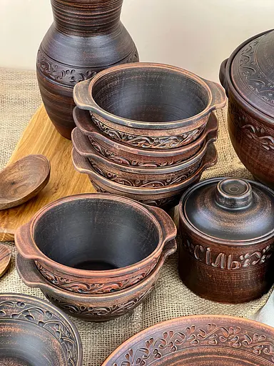 Столовый сервиз керамической (глиняной) посуды для Борща на 6 человек Декор - фото 2