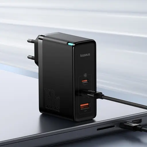 Зарядний пристрій блок і кабель 240W Baseus GaN 5 Pro 160 W 1U+2C (P10110825113-00) чорний - фото 8