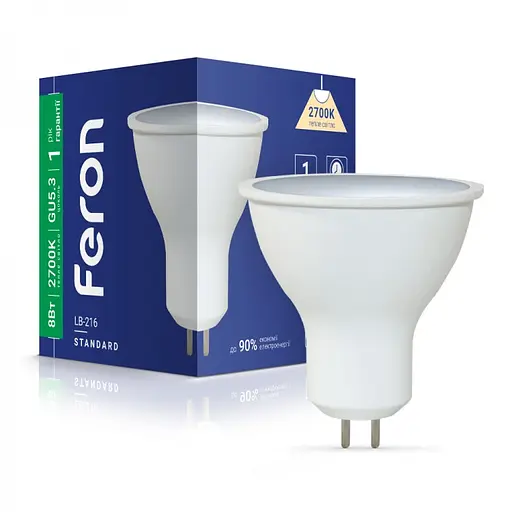 Лампа светодиодная Feron LB-216 MR16 G5.3 230V 8 Вт 2700K (40184)