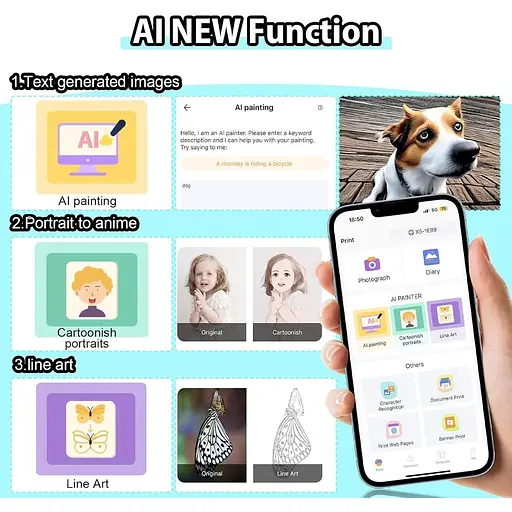 Мини-термопринтер HuiJuKeJi Print Pod с 10 рулонами термобумаги, цветной ручкой для iOS и Android - фото 5