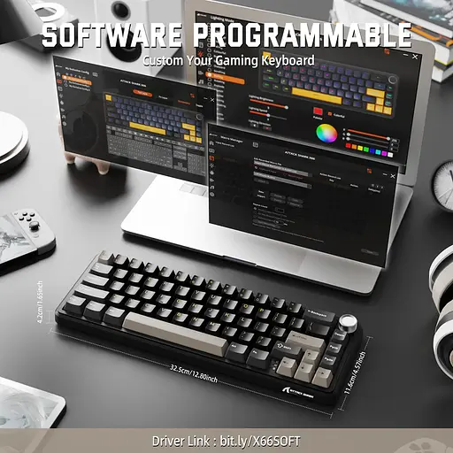 Игровая механическая клавиатура Attack Shark X66 / 60% / Три режима подключения / Strawberry Switch / Beige - фото 8