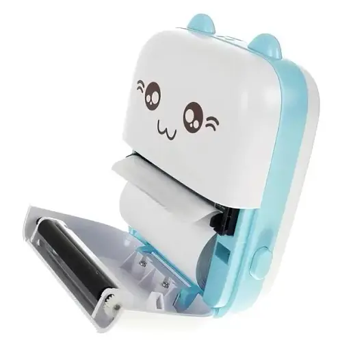 Принтер детский A-plus аккумуляторный Mini printer Cat Ears 8499 Bluetooth Голубой - фото 3