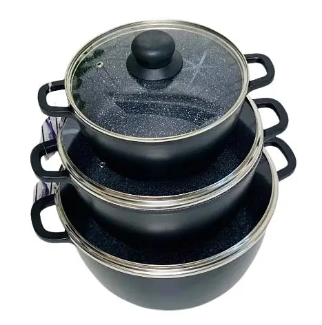 Набор кастрюль Bohmann BH-6006-MRB 6 предметов для всех типов плит Черный - фото 5