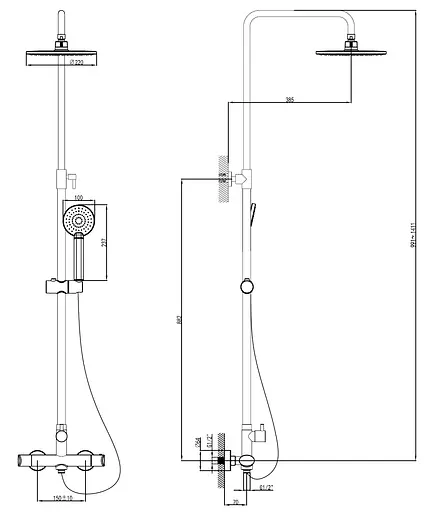 Душова система Imprese Centrum T-15420, Хром - фото 2