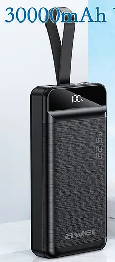 Павербанк портативная батарея Awei P140K портативное зарядное устройство для телефона 30000 mAh Черный - фото 2