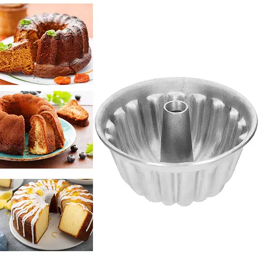 Кільцева алюмінієва форма для випічки кексів з втулкою 20 x 10 см, Хлібпром 83964 - фото 1