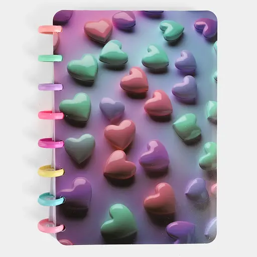 Блокнот на спіралі ПВХ Сердечки об’ємні, А5, 100 аркушів, клітинка (В асортименті)