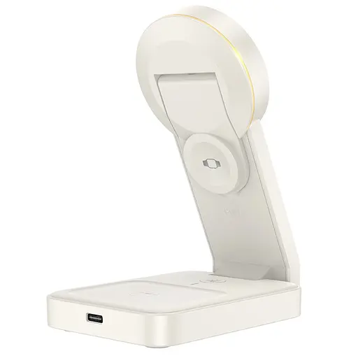 Бездротовий зарядний пристрій Hoco CQ3 3в1 магнітний молочно-білий - фото 4