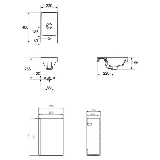 Тумба для ванной комнаты Cersanit Cet В08 с умывальником Cersanit Moduo 40 см Белый UN509-046 30412 - фото 5