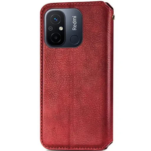 Чехол-книжка Getman кожаный Cubic PU для Xiaomi Redmi 12C Красный - фото 2