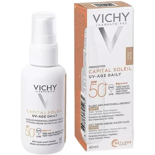Набір Vichy: сонцезахисний невагомий флюїд Capital Soleil UV-Age Daily 40 мл + термальна вода 50 мл + набір пробників у сумці - фото 3