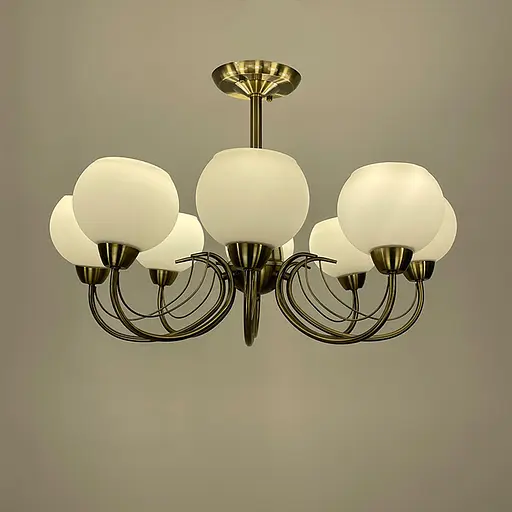 Люстра в бронзовому корпусі на 8 білих плафонів | Арт. 91063/8 AB+WT | Line F - фото 4