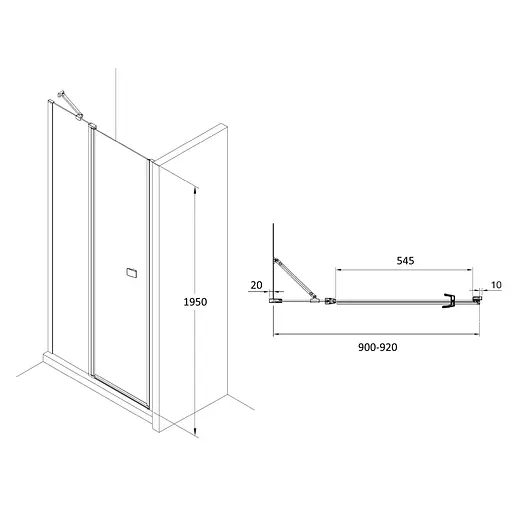 Душевые двери Roca Capital 90x195см AM4609012M, прозрачный, хром - фото 2