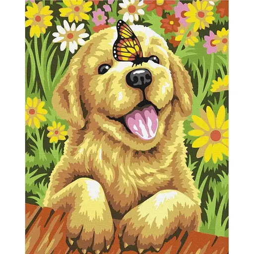 Картина по номерам на подрамнике Brushme Радостный щенок - фото 1