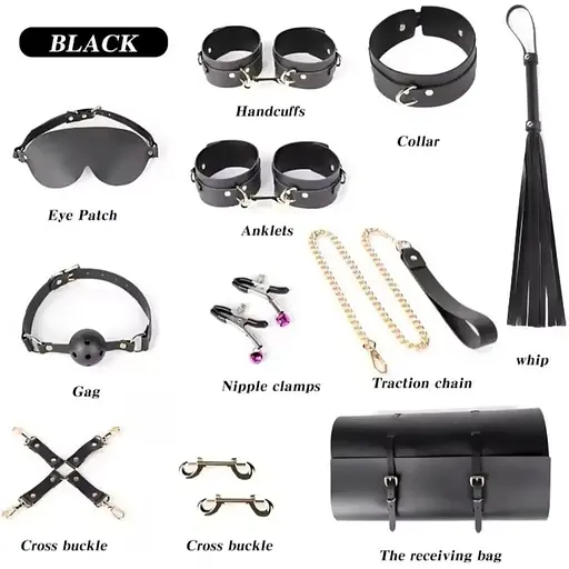 Еротичний набір БДСМ для рольових ігор червоний, чорний бдсм набір для рольових садо-мазо ігор Фетиш - фото 5
