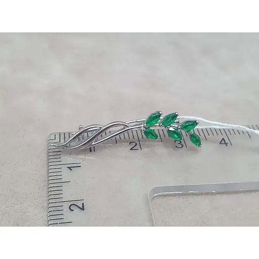 Серебряная брошь-булавка Ирий с фианитами. 9520 ЗЕЛ - фото 3