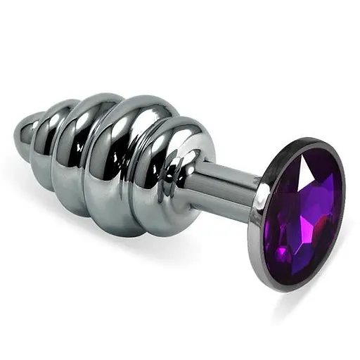 Металева анальна пробка з кристалом Lovetoy Spiral Metal Plug 6.8 см (фіолетовий)