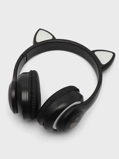 Беспроводные Bluetooth наушники кошачьи ушки CAT STN-28 с микрофоном и LED RGB подсветкой черные - фото 4
