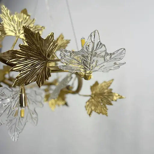 Люстра с декоративной листвой клена Ø60 см | Ст. MD 6015-600 GD Line F - фото 5