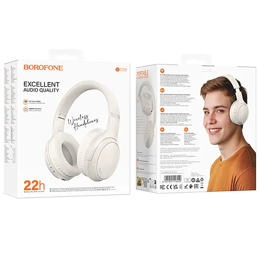Накладні бездротові навушники Borofone BO29 Fascinador Milky White - фото 3