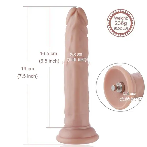 Реалістичний фалоімітатор для секс-машин Hismith 7.5″ Flexible Silicone Dildo, система KlicLok - фото 7