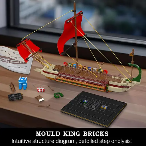 Конструктор корабель MOULD KING римська галера  Roman Imperium Warship 1466 деталей - фото 6