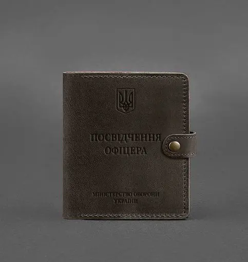 Кожаная обложка-портмоне для удостоверения офицера 11.0 темно-коричневая Crazy Horse - фото 1