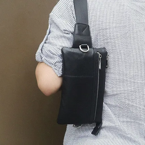 Кожаная мужская сумка на пояс John McDee 23,5х13х1,5 см nsa0001306 - фото 10