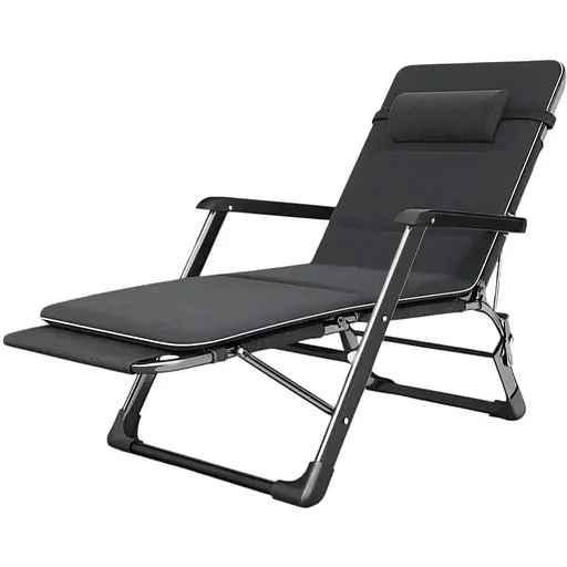 Розкладне крісло ліжко з подушкою Leobro Темно-сіре (LB-FCB-G2-BLK) - фото 1