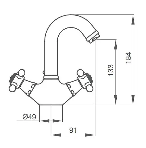Смеситель для умывальника GRB Classical 211190 Хром - фото 2