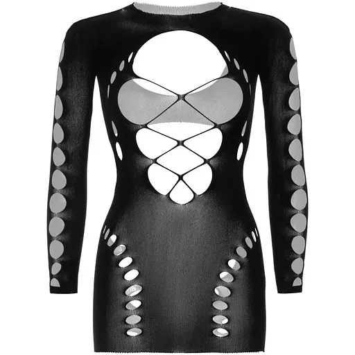 Бесшовное миниплатье Leg Avenue Long sleeve cut out Mini dress One Size Black - фото 5