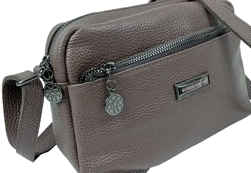 Женская кожаная сумка Borsacomoda на плечо темно-коричневая sum0028718 - фото 7