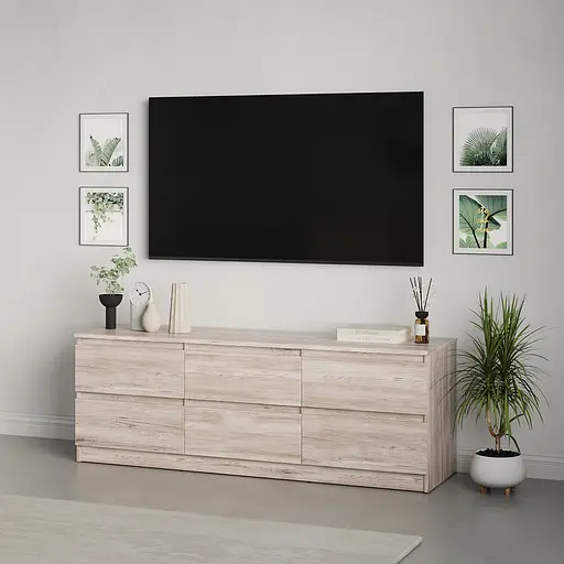 Тумба під телевізор MebelStar Нео 6Ш 150x43x53 см Аляска сірий (MBS-1283)