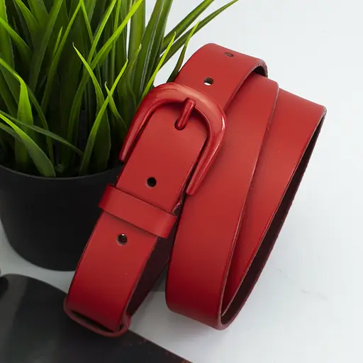 Ремень женский кожаный красный JK-2584 (110 см) - фото 2